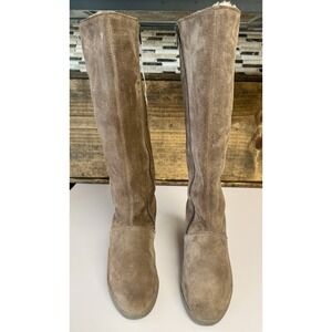 Drapers Women's US 7 Vintage Real Sheepskin Shearling Brown Suede Heeled Boots